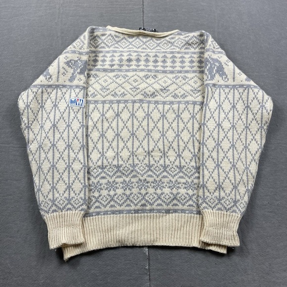 Vintage Oslo Sweater Shop Womens Sweater Medium 42 Fair Isle Wool Polar Bear - Picture 9 of 15